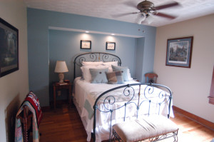 Blue room with queen bed